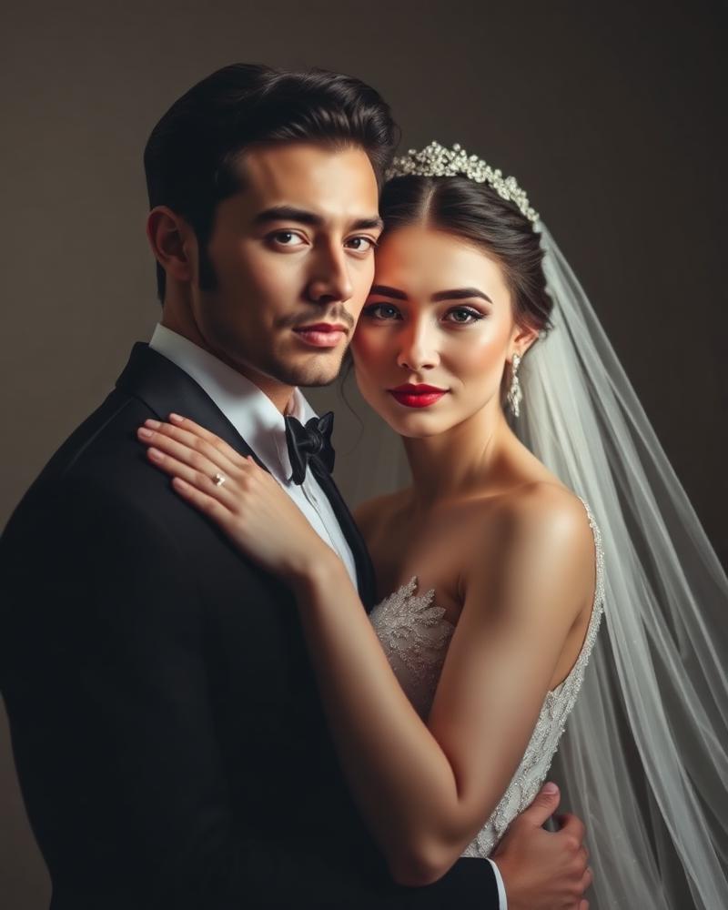 Retrato elegante dos noivos